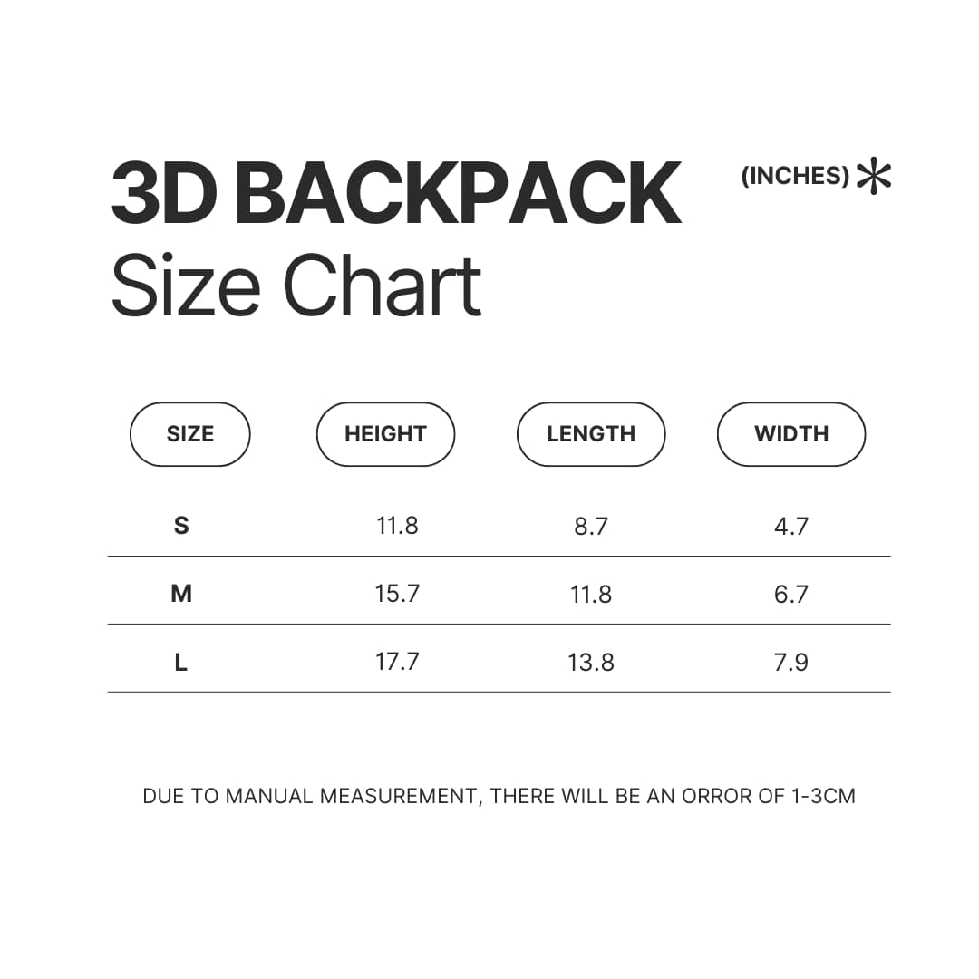 3D Backpack Size Chart - Dragon Ball UK Store