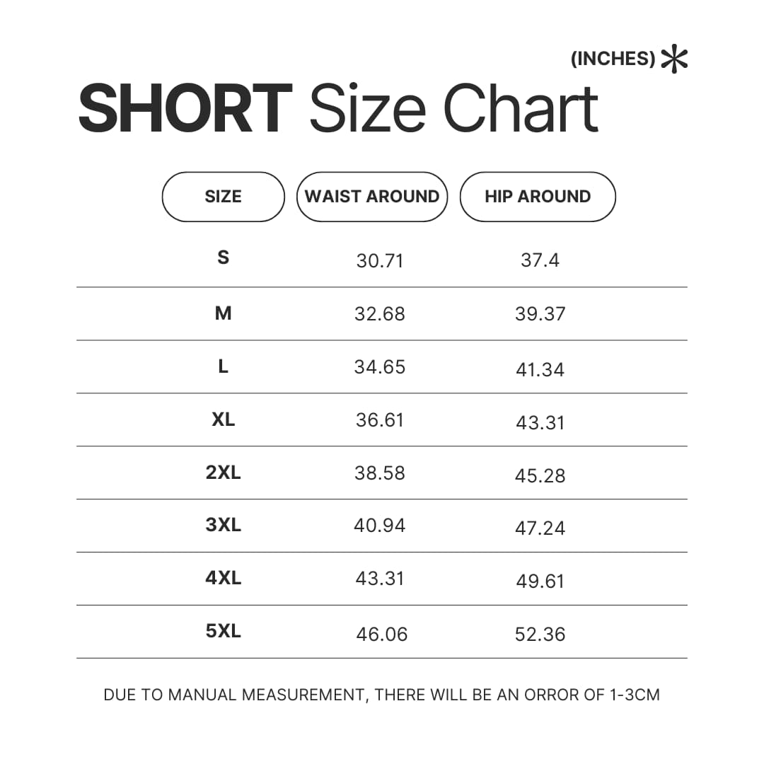 Short Size Chart 1 - Dragon Ball UK Store
