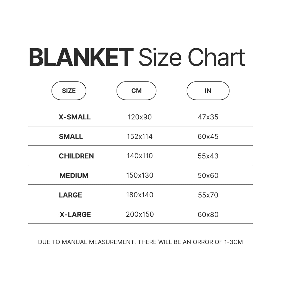 Blanket Size Chart - Dragon Ball UK Store