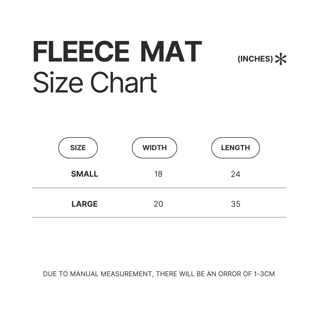 Fleece Mat Size Chart - Dragon Ball UK Store