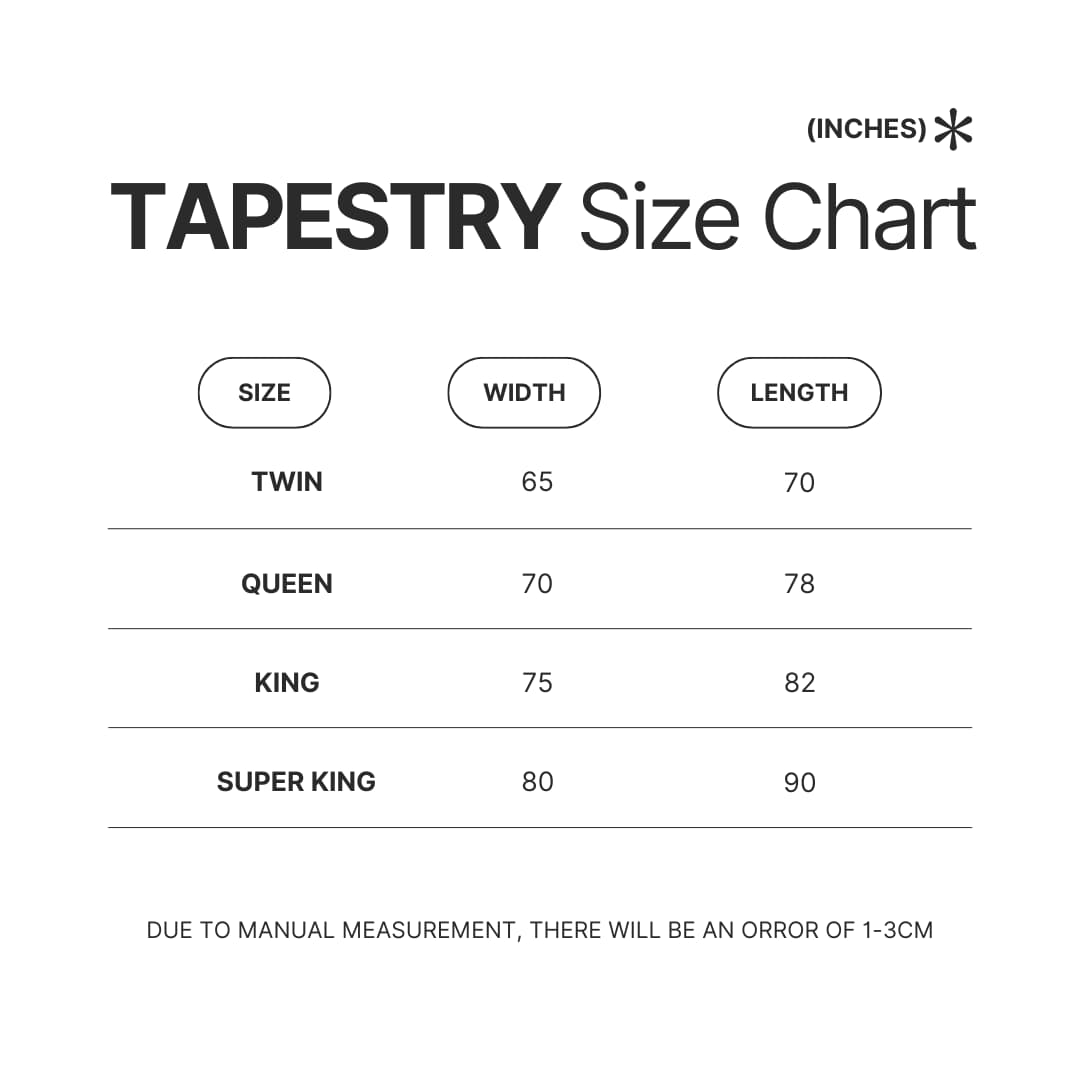 Tapestry Size Chart - Dragon Ball UK Store